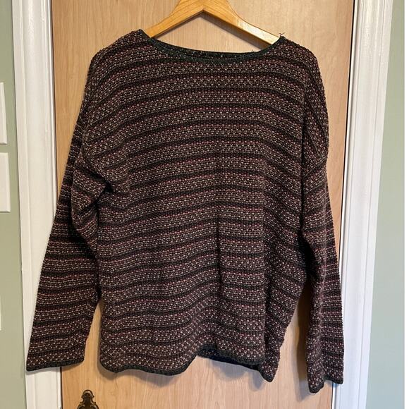 Vintage Express Tricot 90s Sweater Oversized Striped Knit Women's Sz Lg - Picture 1 of 4